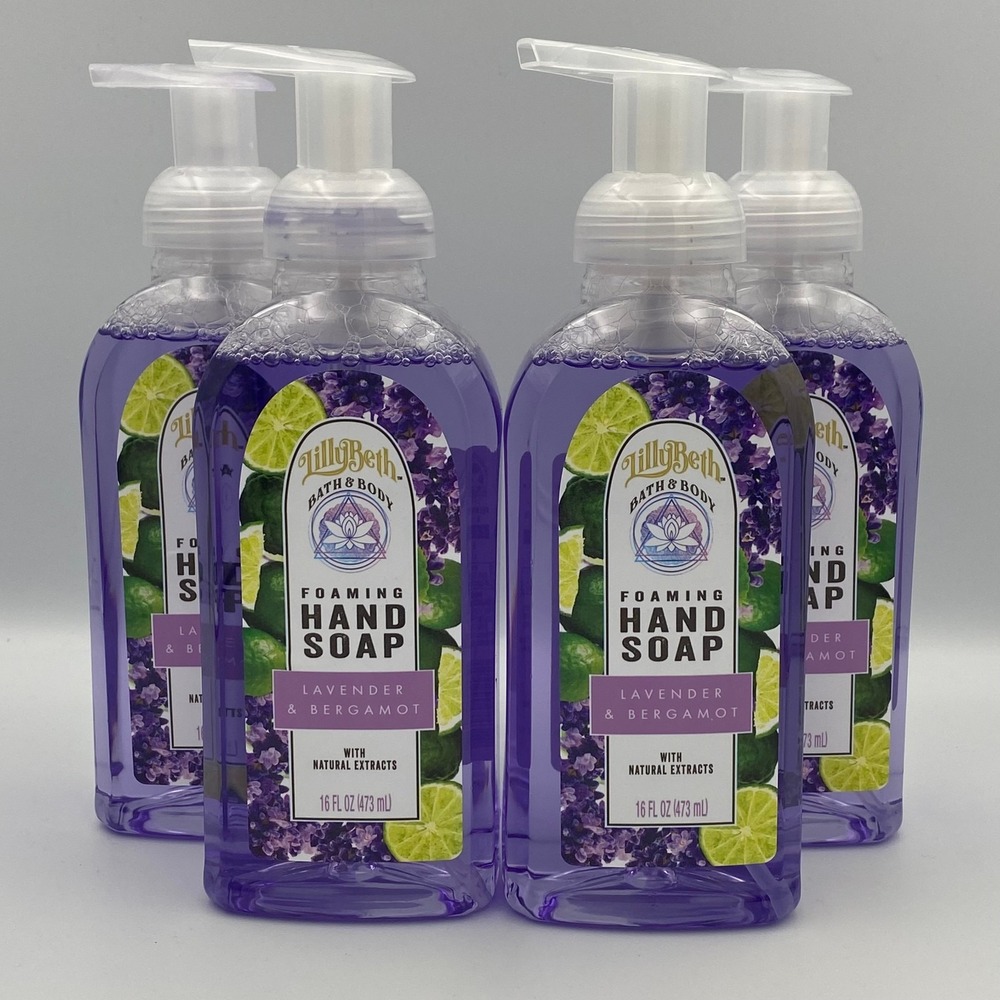 4X Lilly Beth 16 oz. Lavender & Bergamot Foaming Hand Soap with Natural Extracts